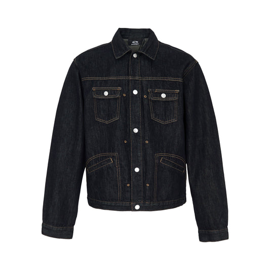 Washed raw short denim jacket