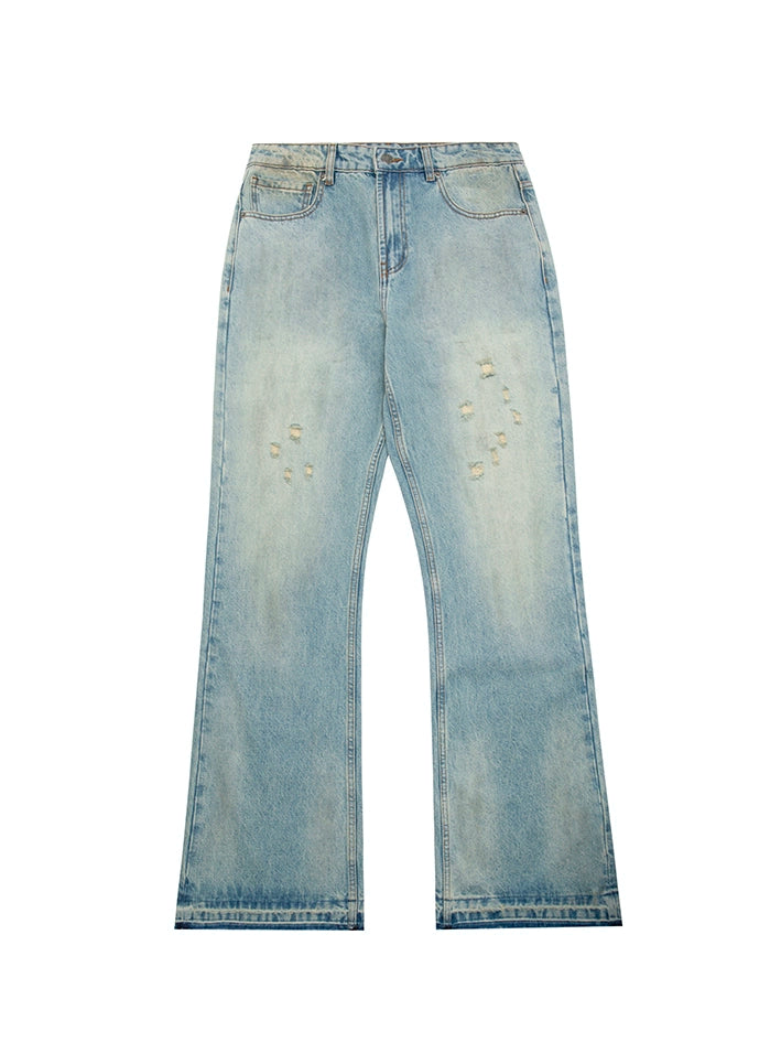 Ice Blue Dirty Bootcut Jeans