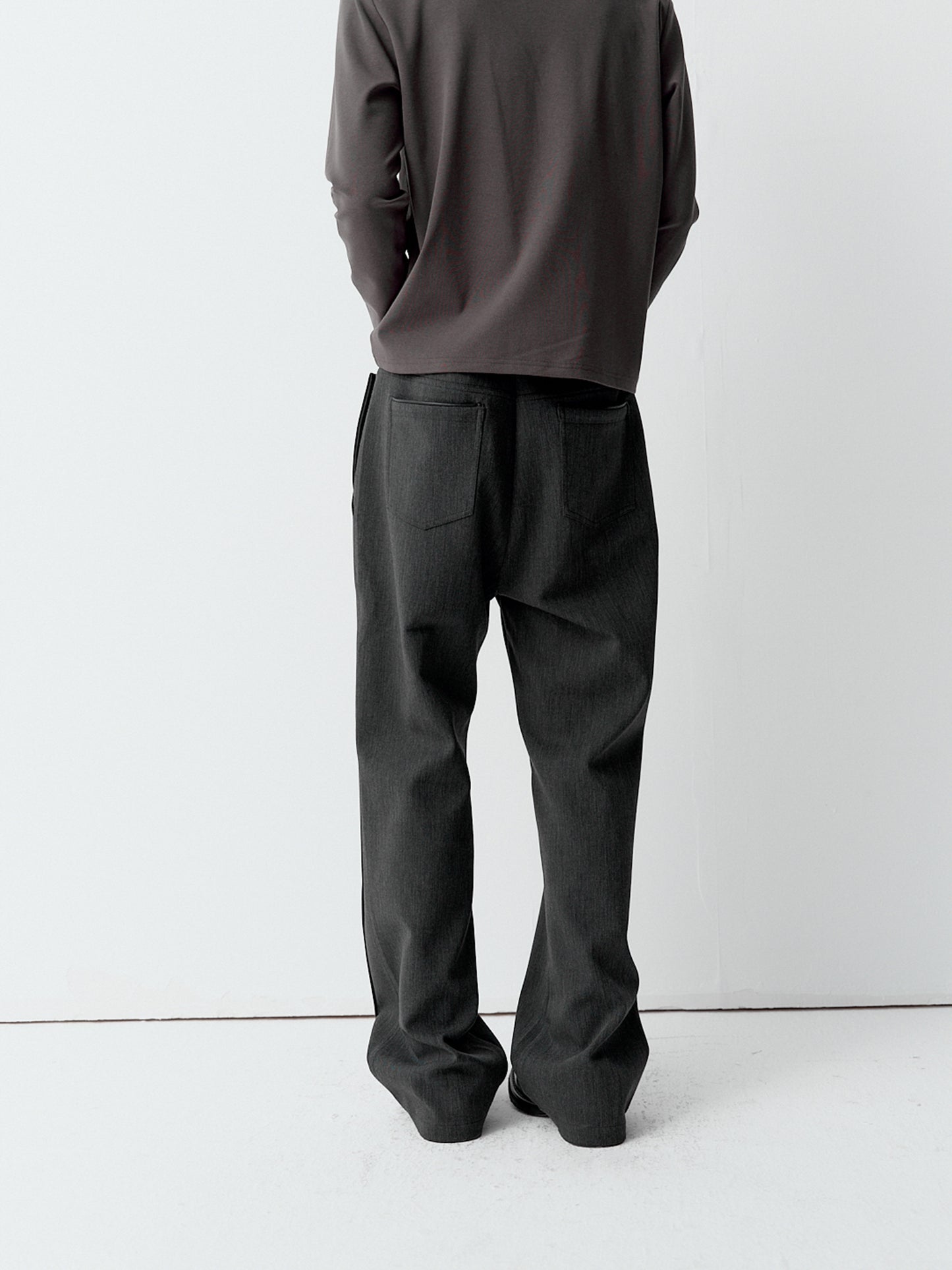 Structure leather patchwork trousers