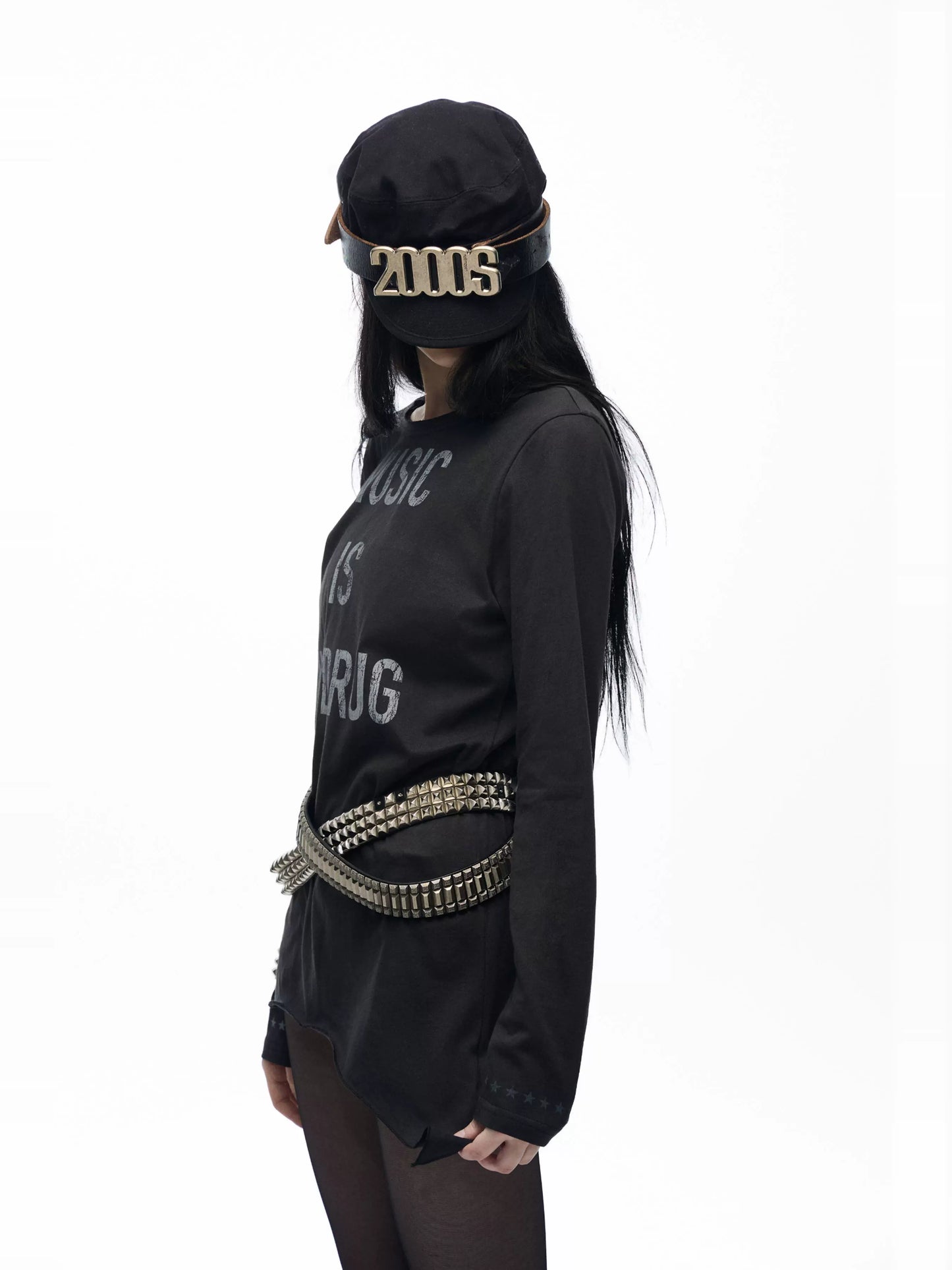 broken slogan long sleeve T-shirts