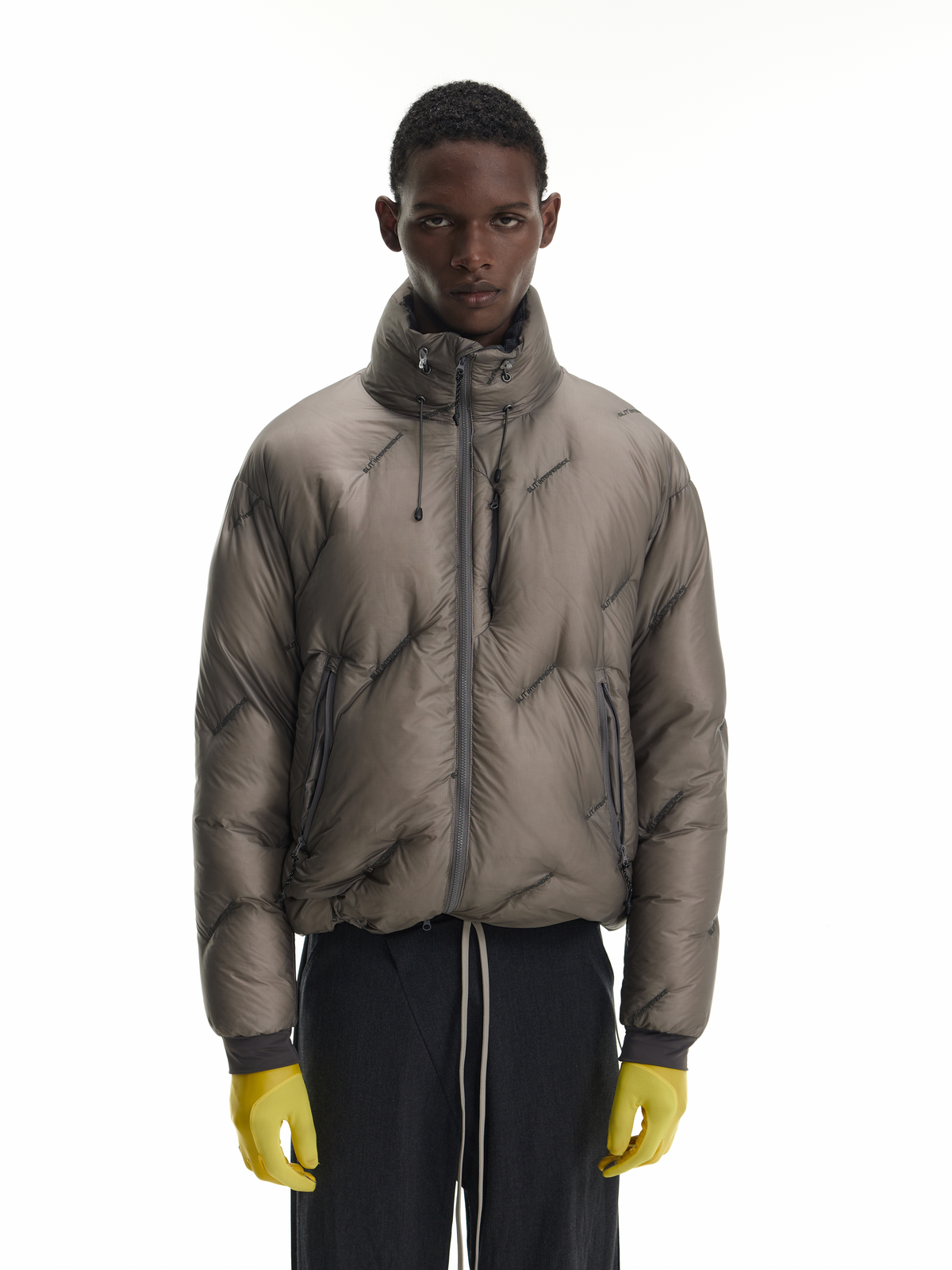 Embroidered lightweight down jacket