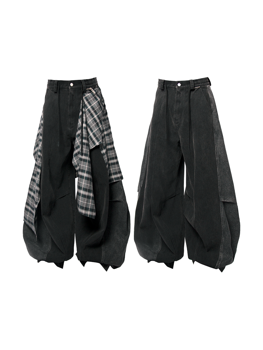 Checked docking Baggy jeans