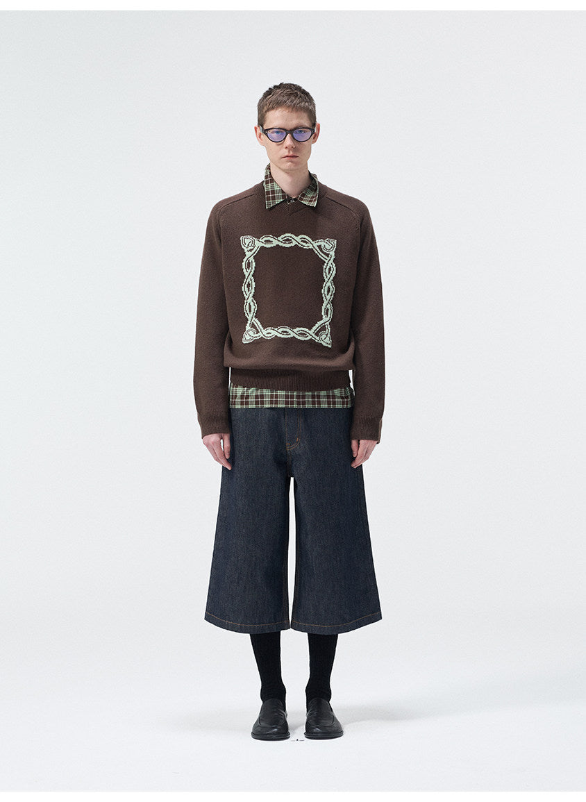 Cashmere Knotted Jacquard V-Neck Knit