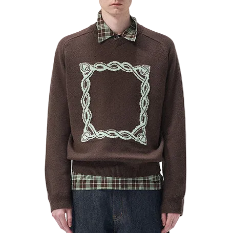 Cashmere Knotted Jacquard V-Neck Knit