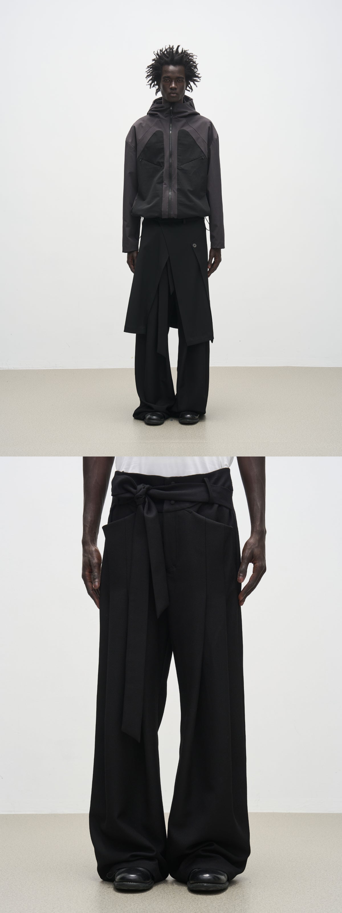 high-rise wrapped wide-leg trousers