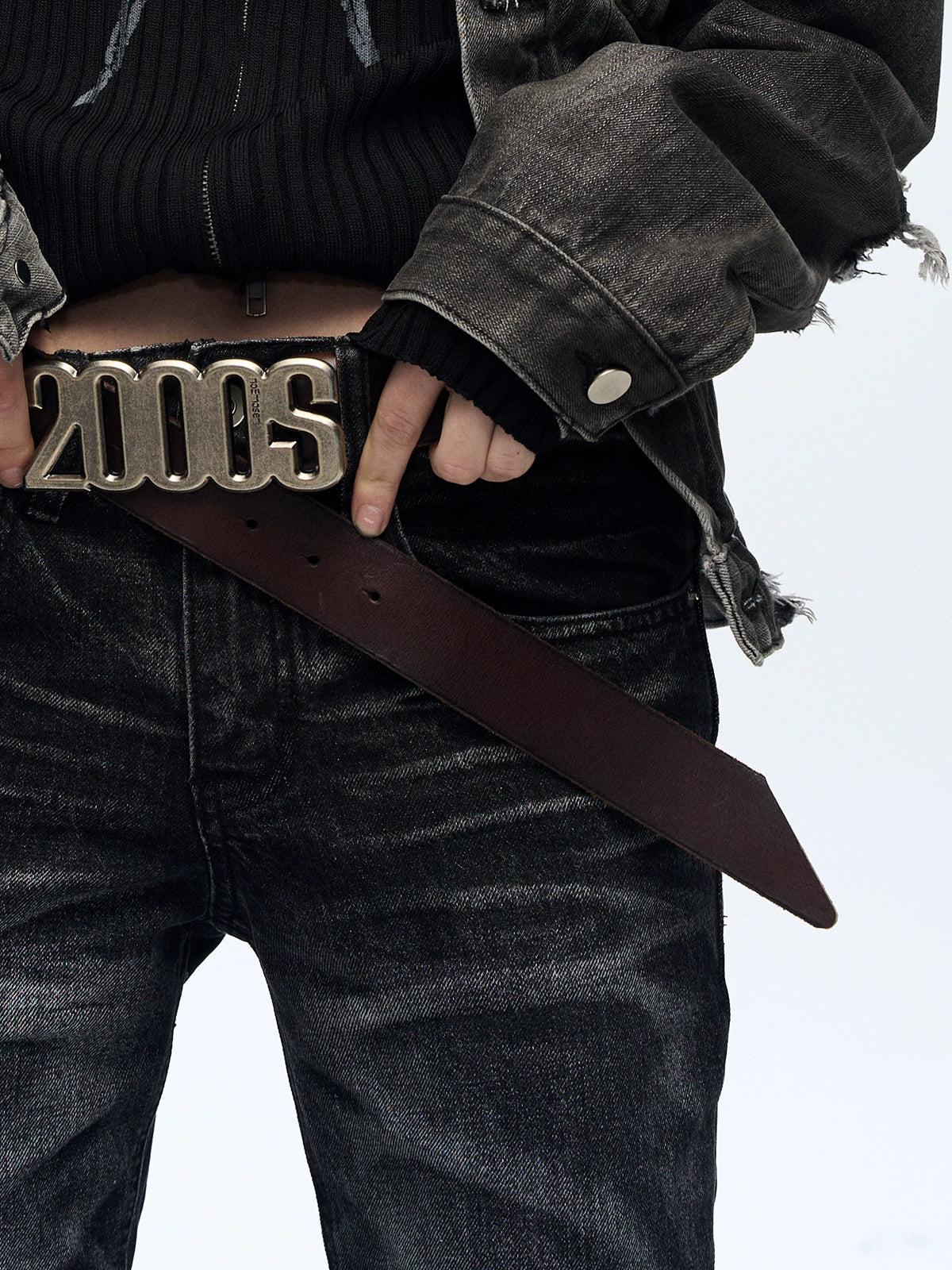 no E mosen 2000S metal buckle leather belt