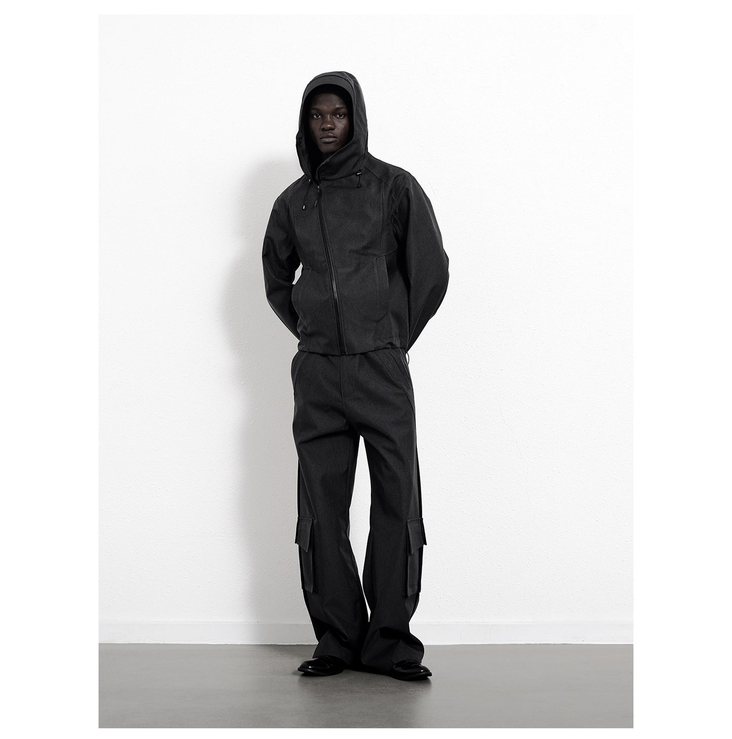 Denim texture arc waterproof jacket