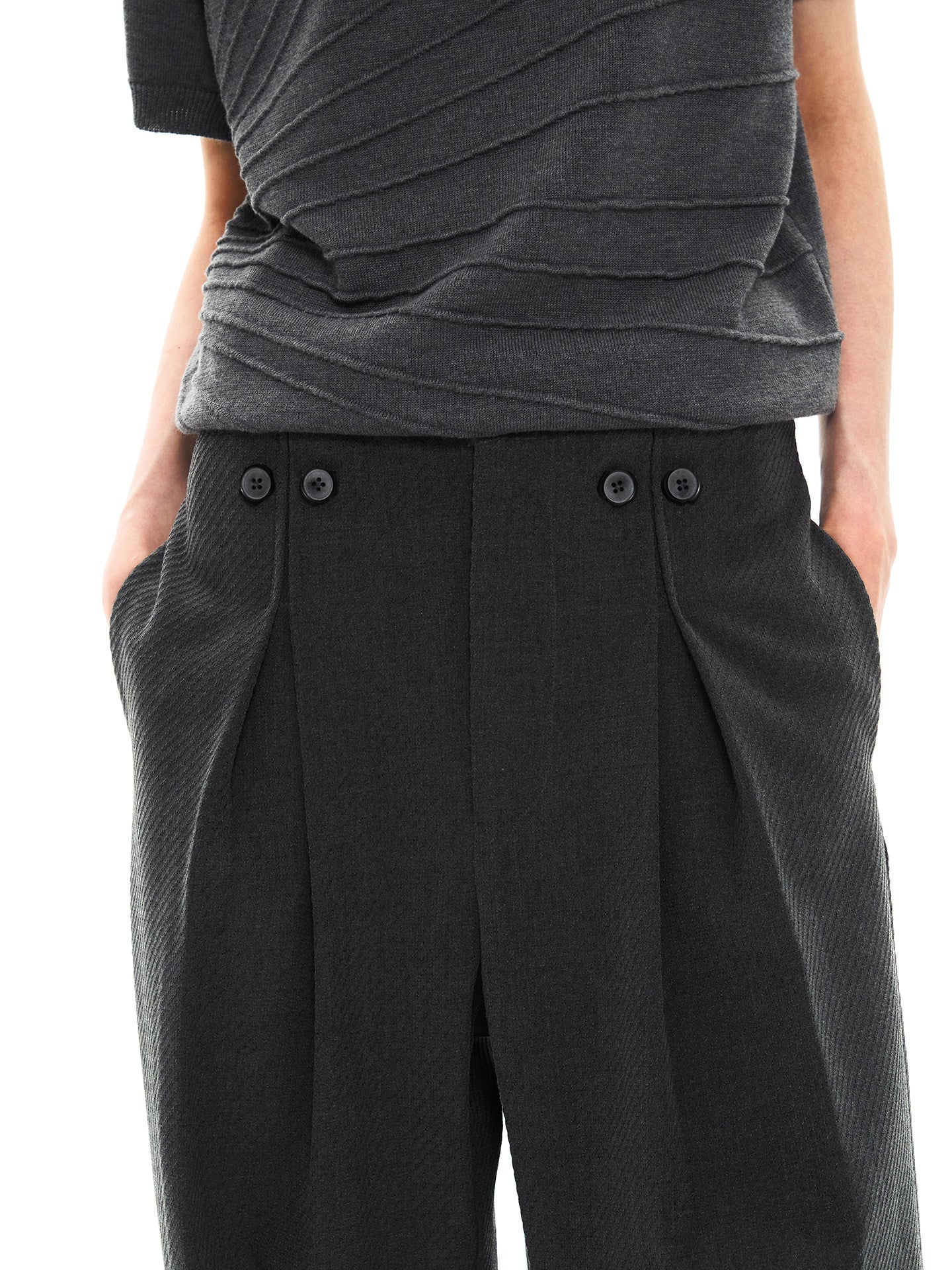 Mirror pleated straight-leg trousers