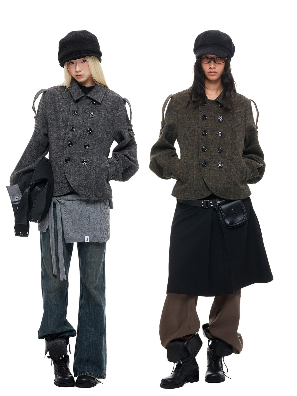 Double-Breasted Short Wool Jacket