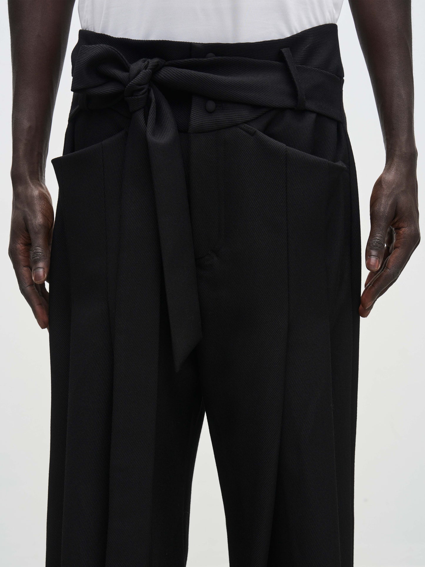 high-rise wrapped wide-leg trousers
