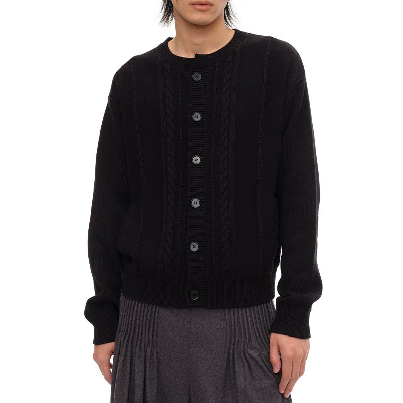Cable crew neck cardigan