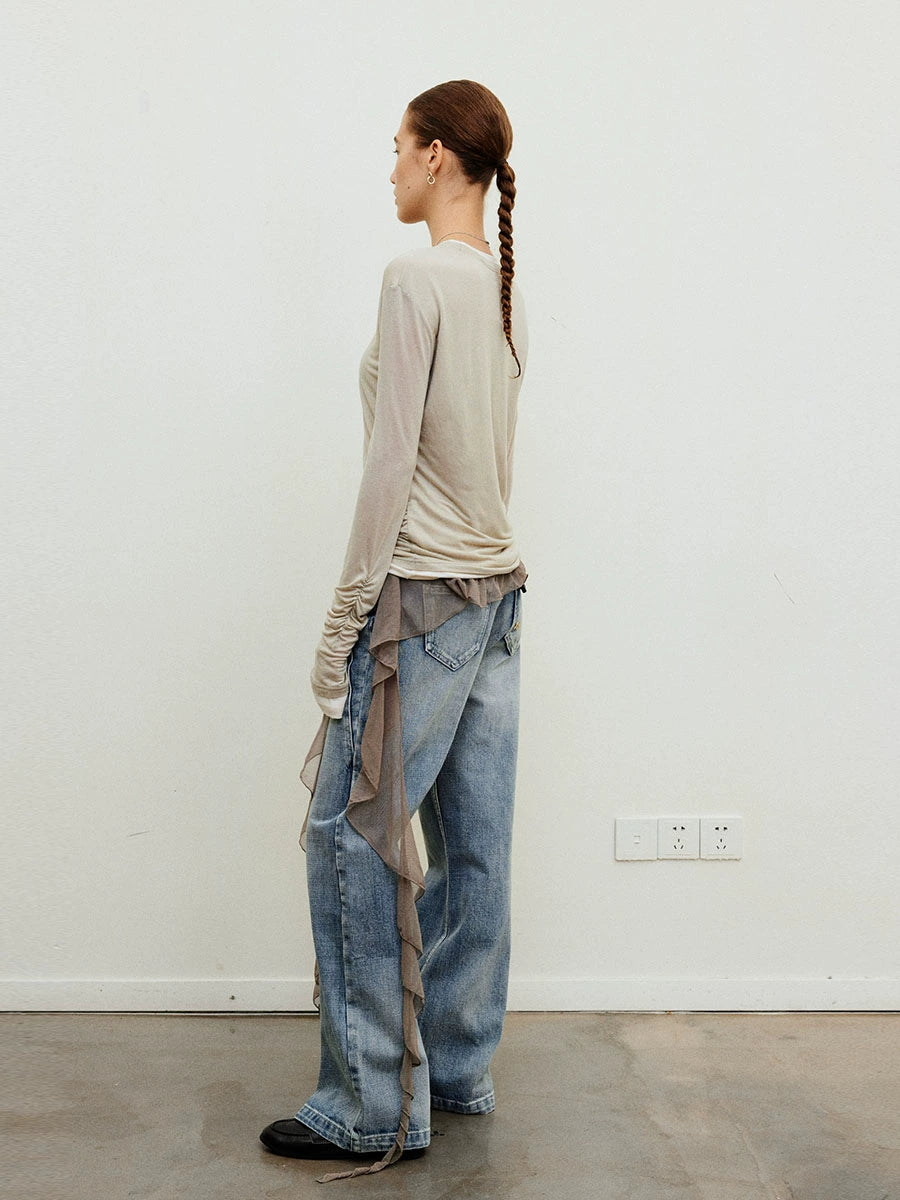 Layered long-sleeve T-shirt