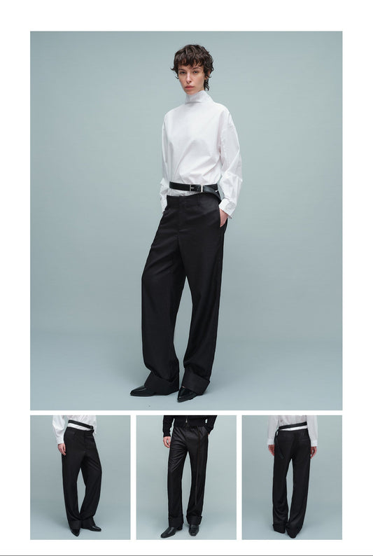 Slim-fit waistless hemmed dress pants