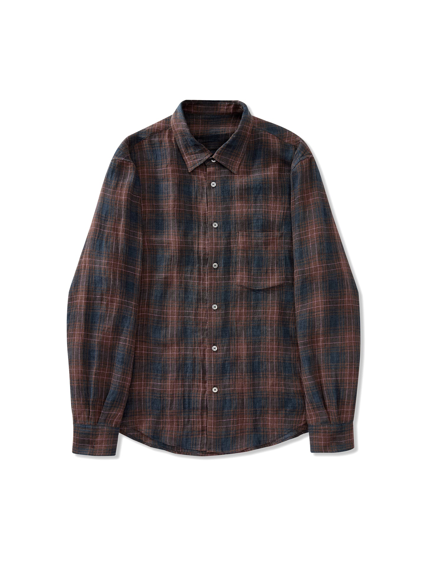 Pure Linen Vintage Check Long Sleeve Shirt