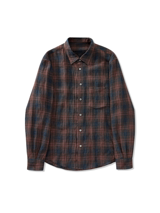 Pure Linen Vintage Check Long Sleeve Shirt
