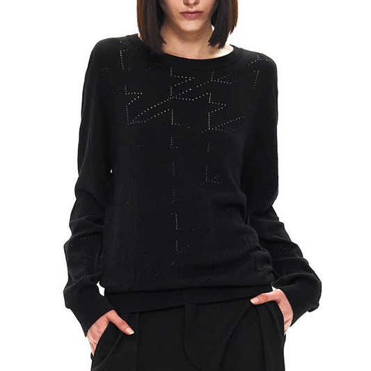 Ebony Black Cut-out Slim Long-Sleeved Sweater