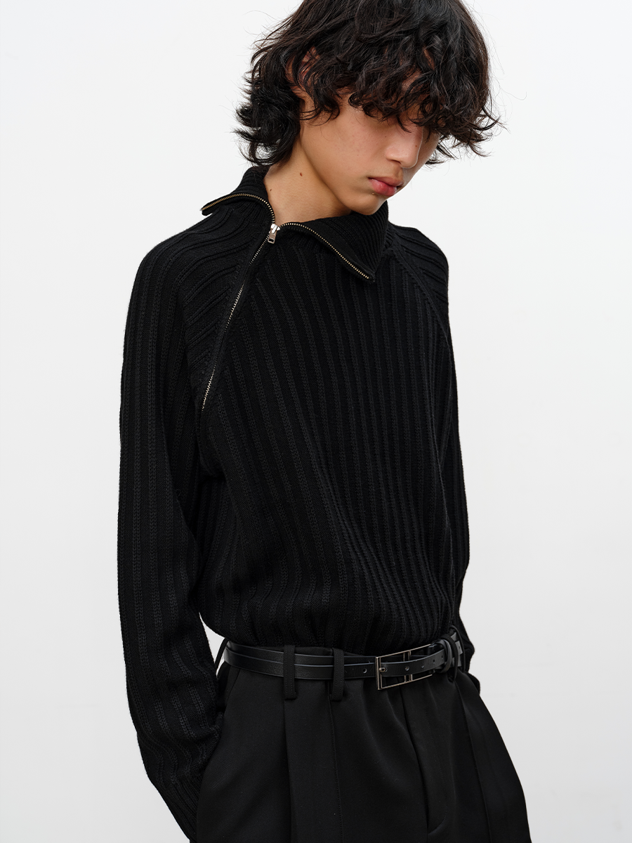 High Neck Strip Sweater
