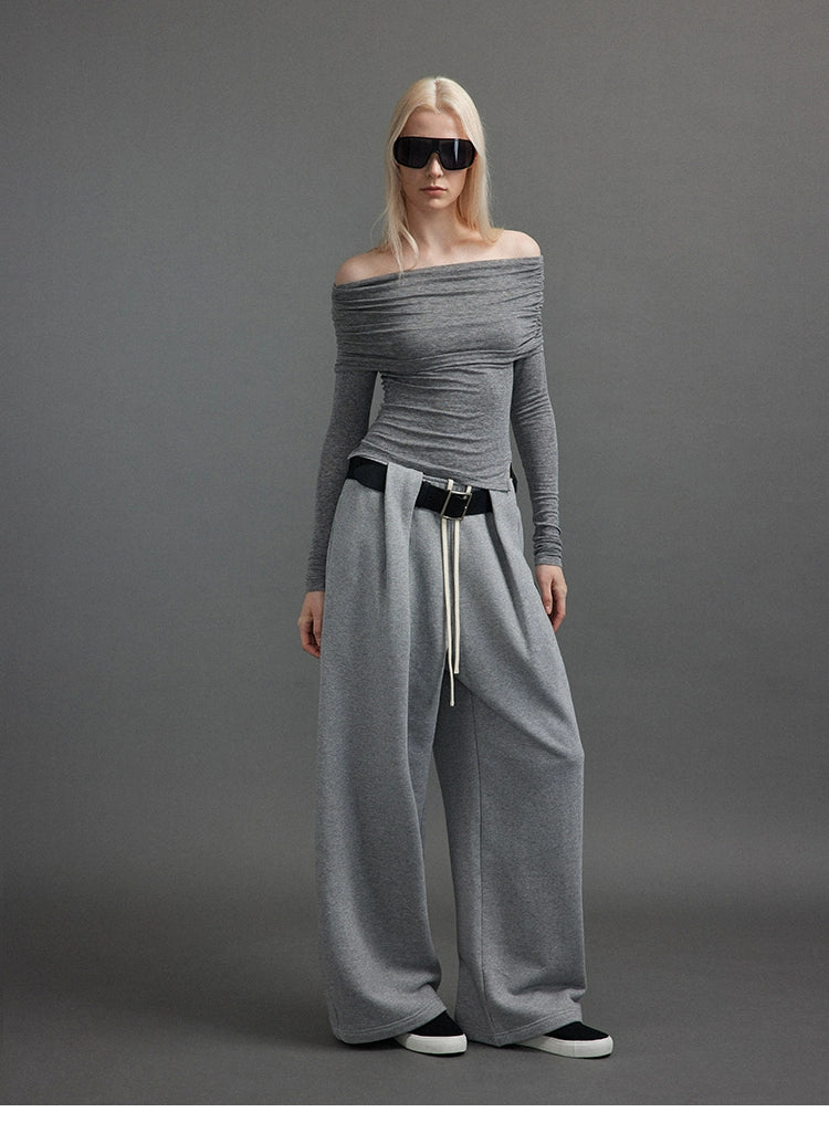 Stacked shoulder long sleeve T-shirt
