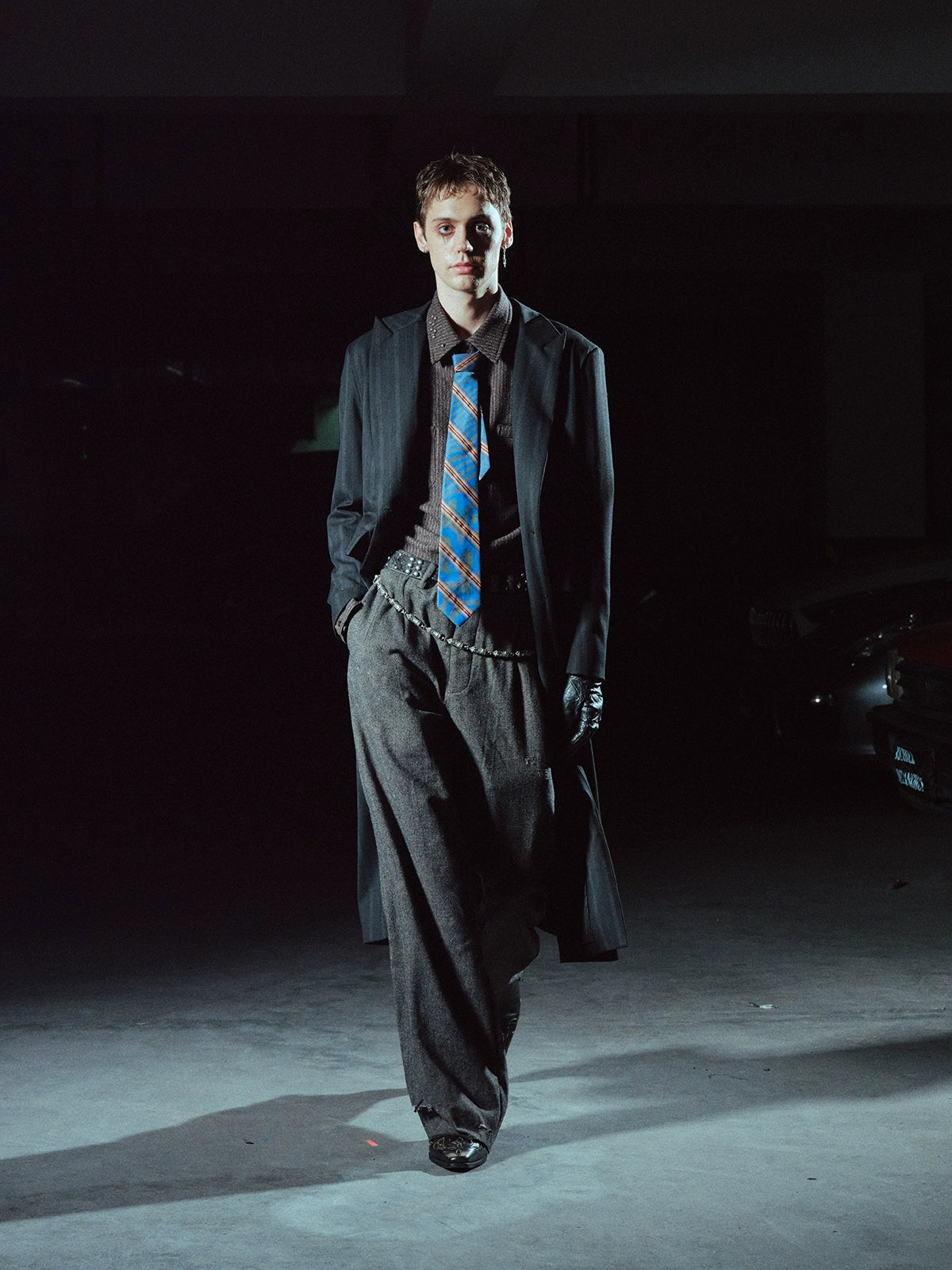 Dirty Mud Destroys Ankle Herringbone Trouser