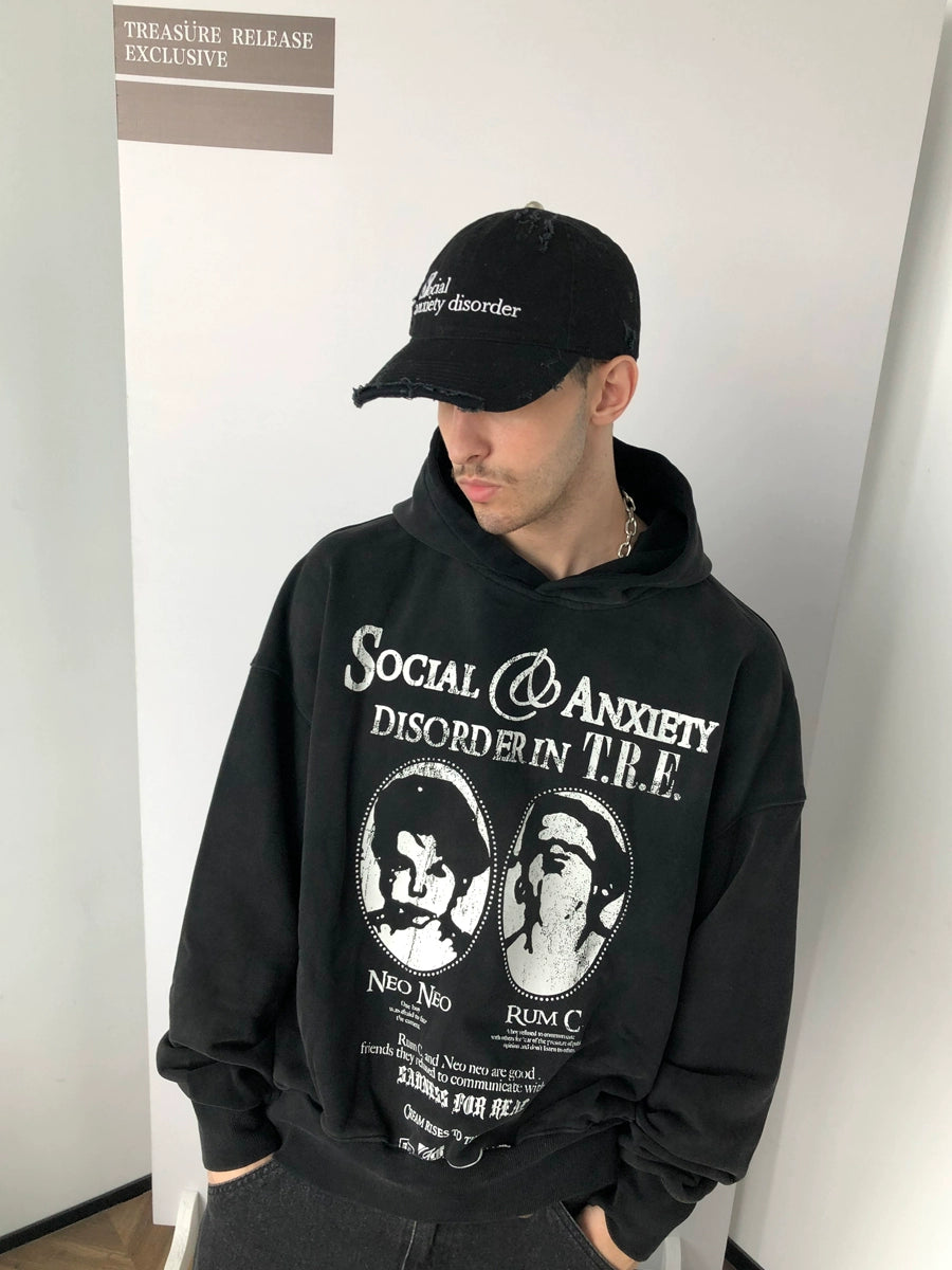 Social Fear Boy Printed Hoodie