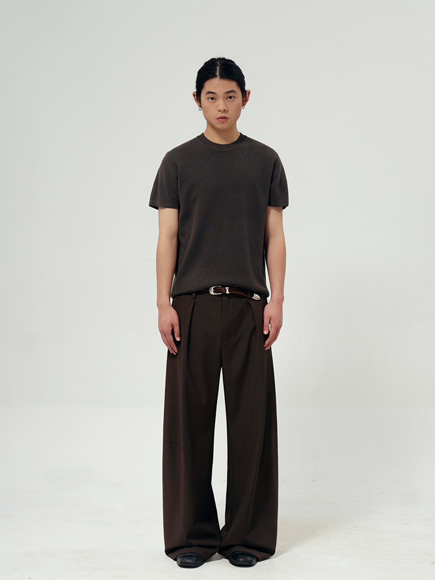 Scimitar pleated trousers