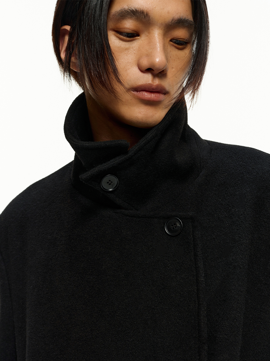 Lace-up coat wool coat