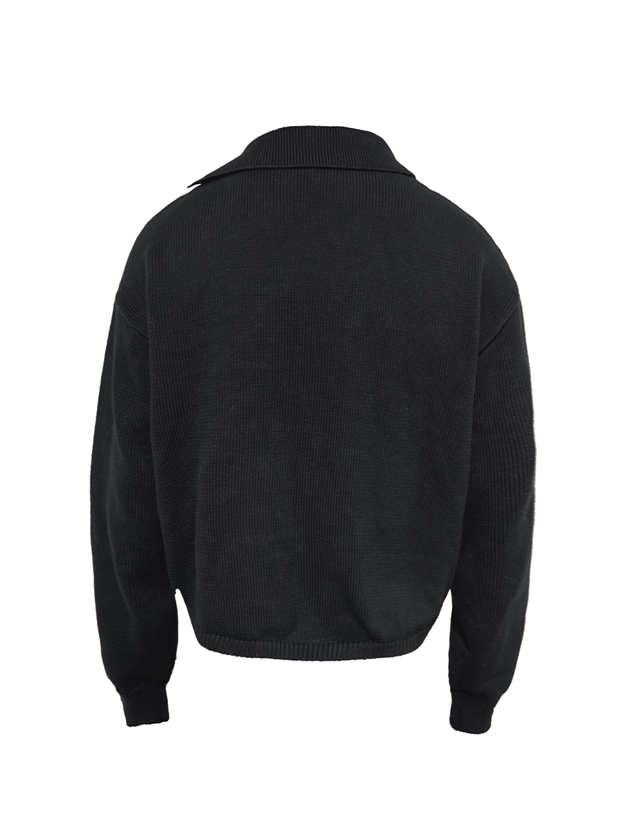 Cross-Collar Wool Sweater