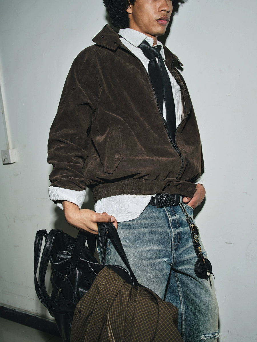 Suede Buckle Harrington jacket