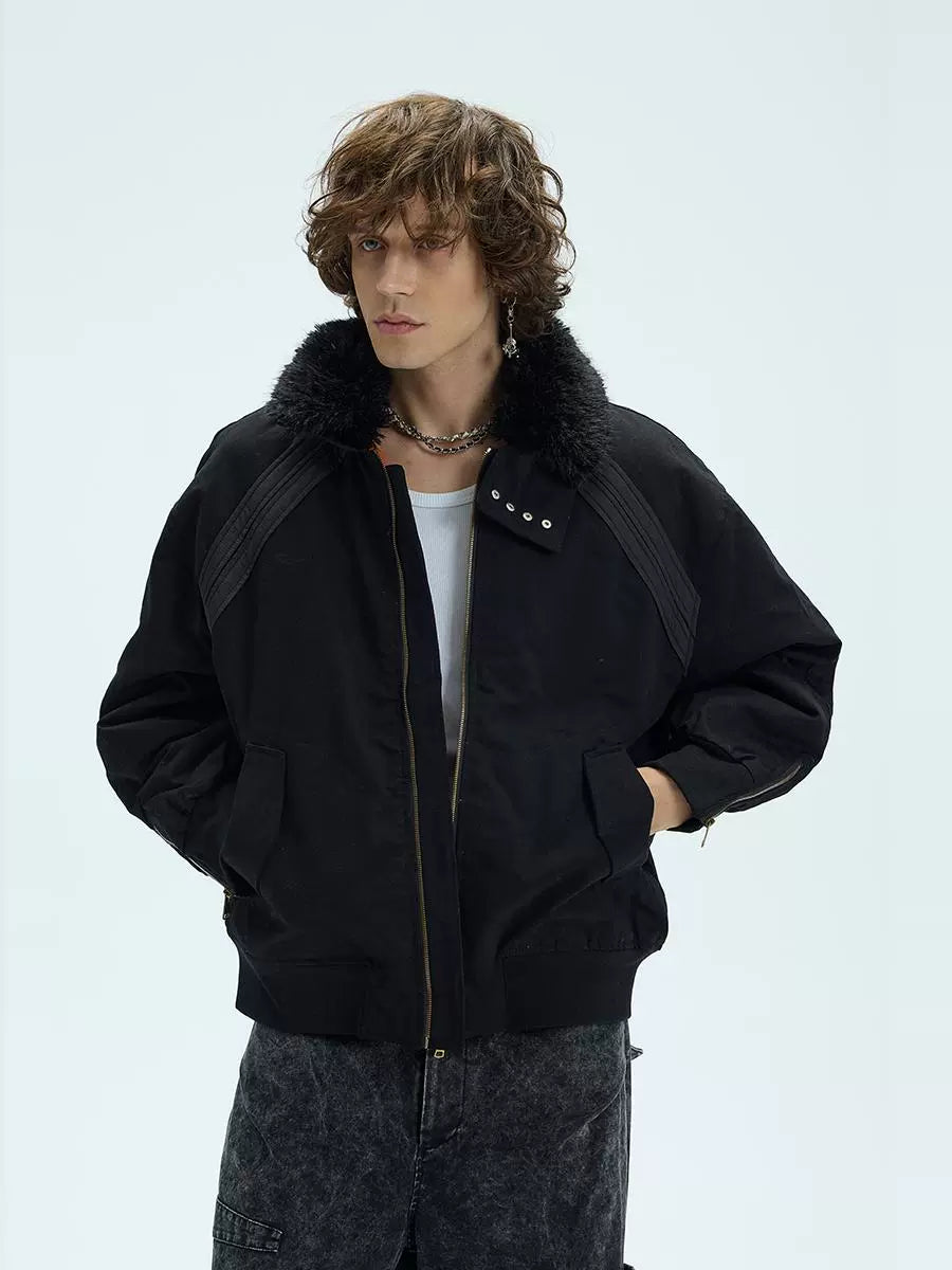 Fur Collar Padded Bomber Jacket