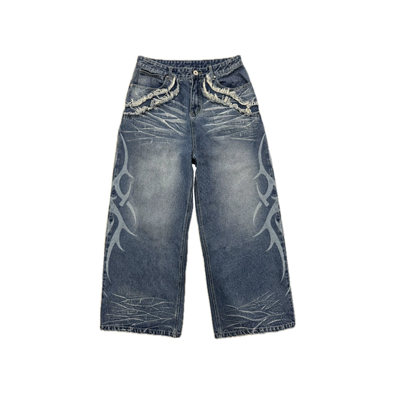 ice-blue washed baggy-fit jeans