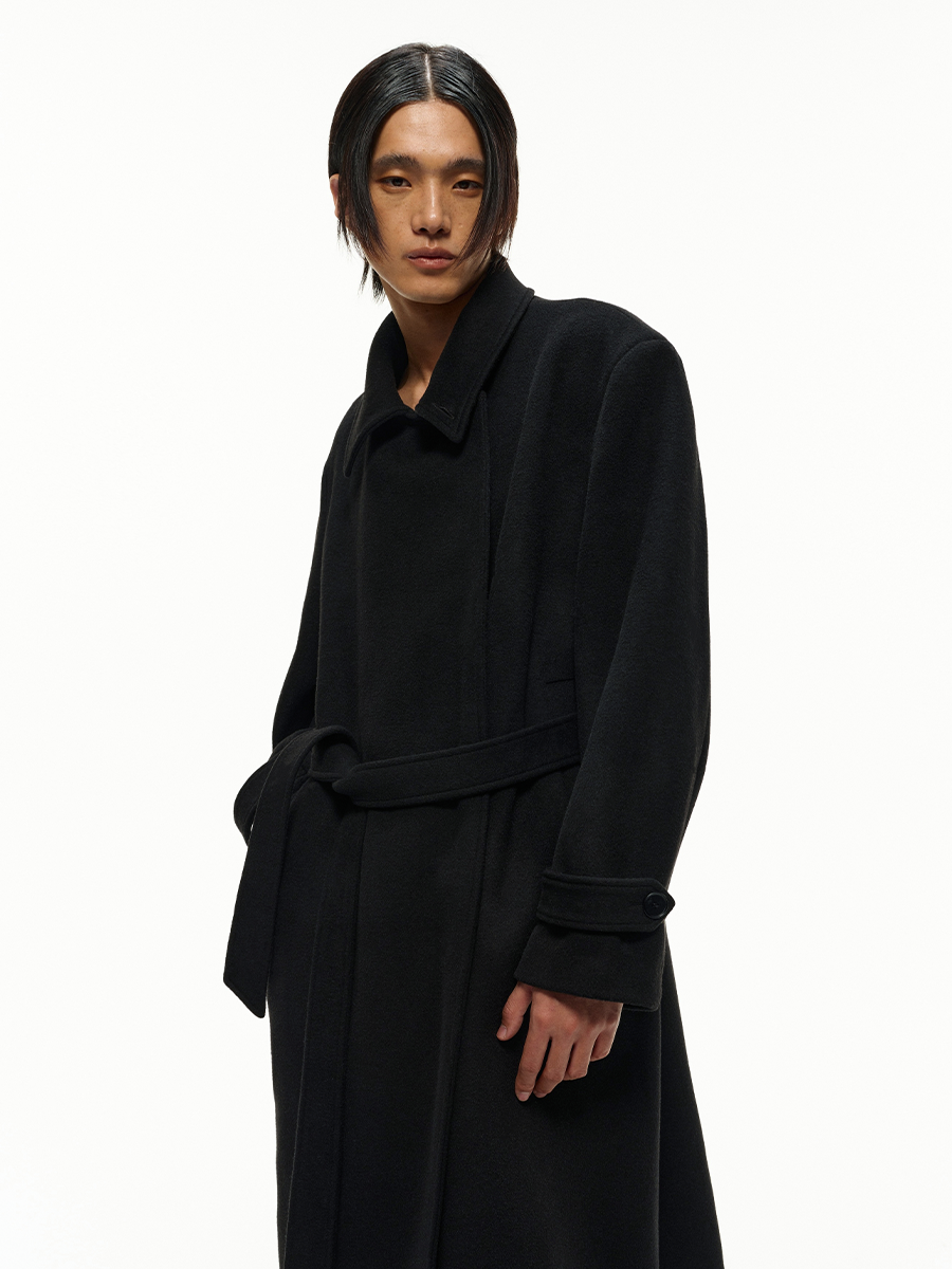 Lace-up coat wool coat