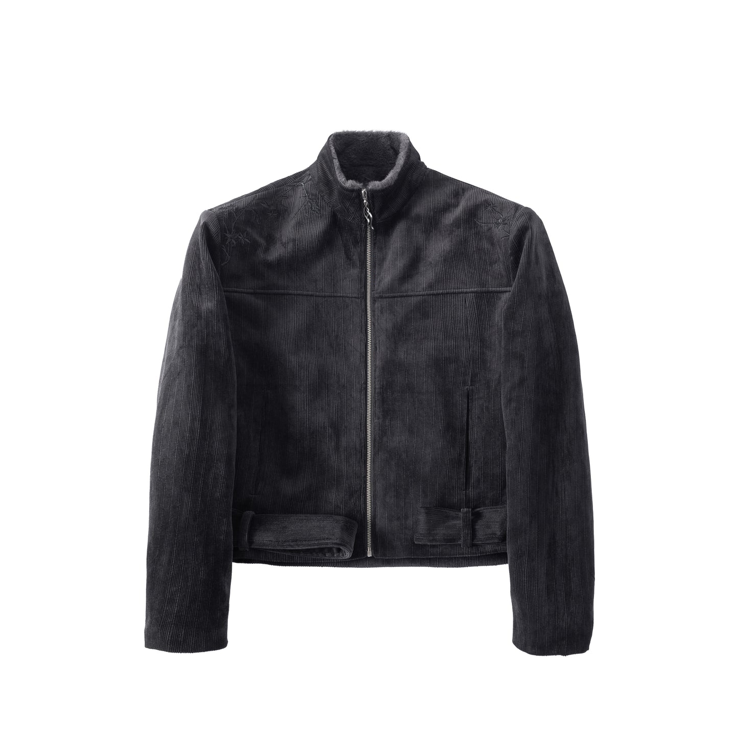 "Po Jing" 3D embroidered corduroy strap jacket