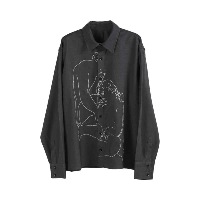 "embrace" wool Tencel embroidery shirt