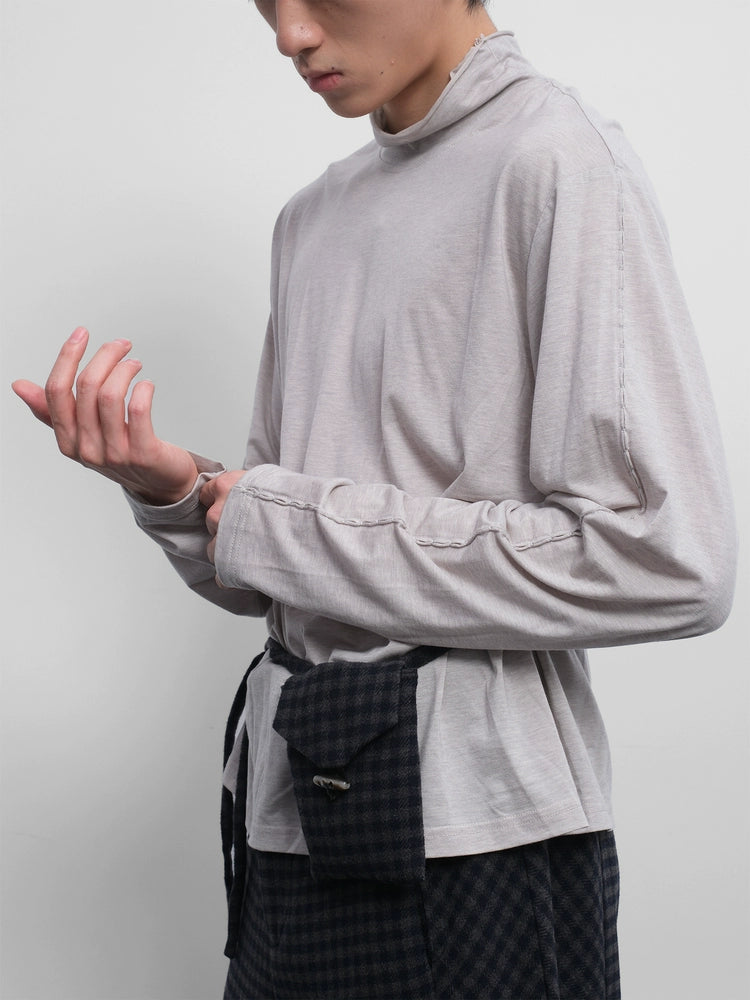 Rolled Up Collar Merino Wool Knit