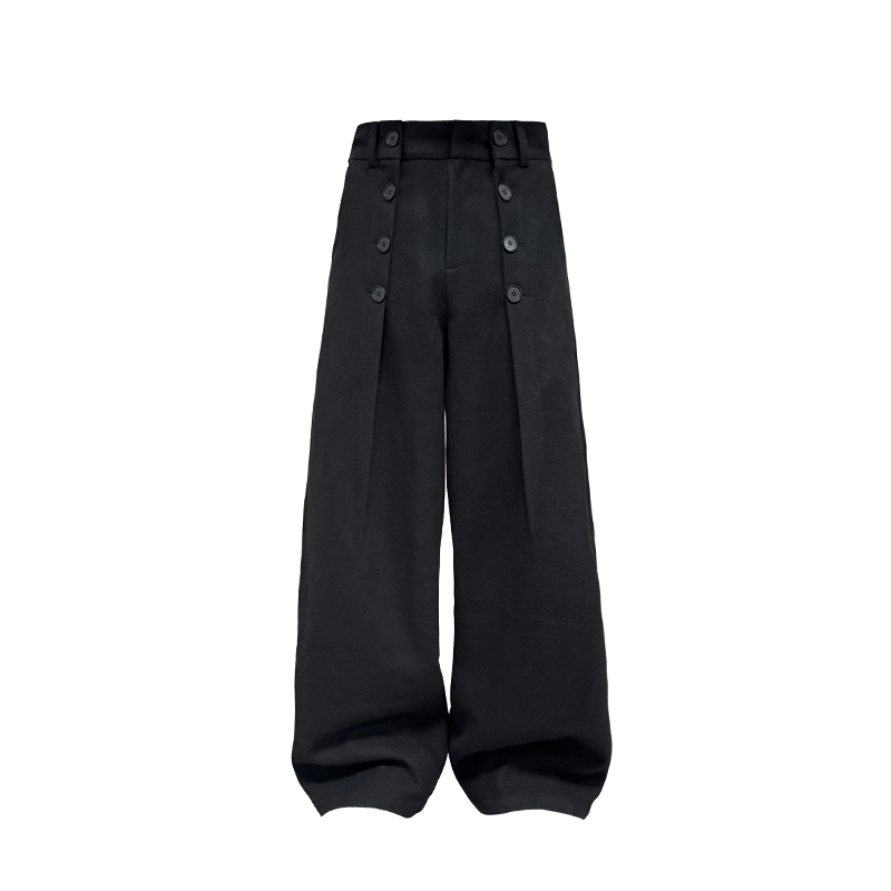 Button pleated trousers