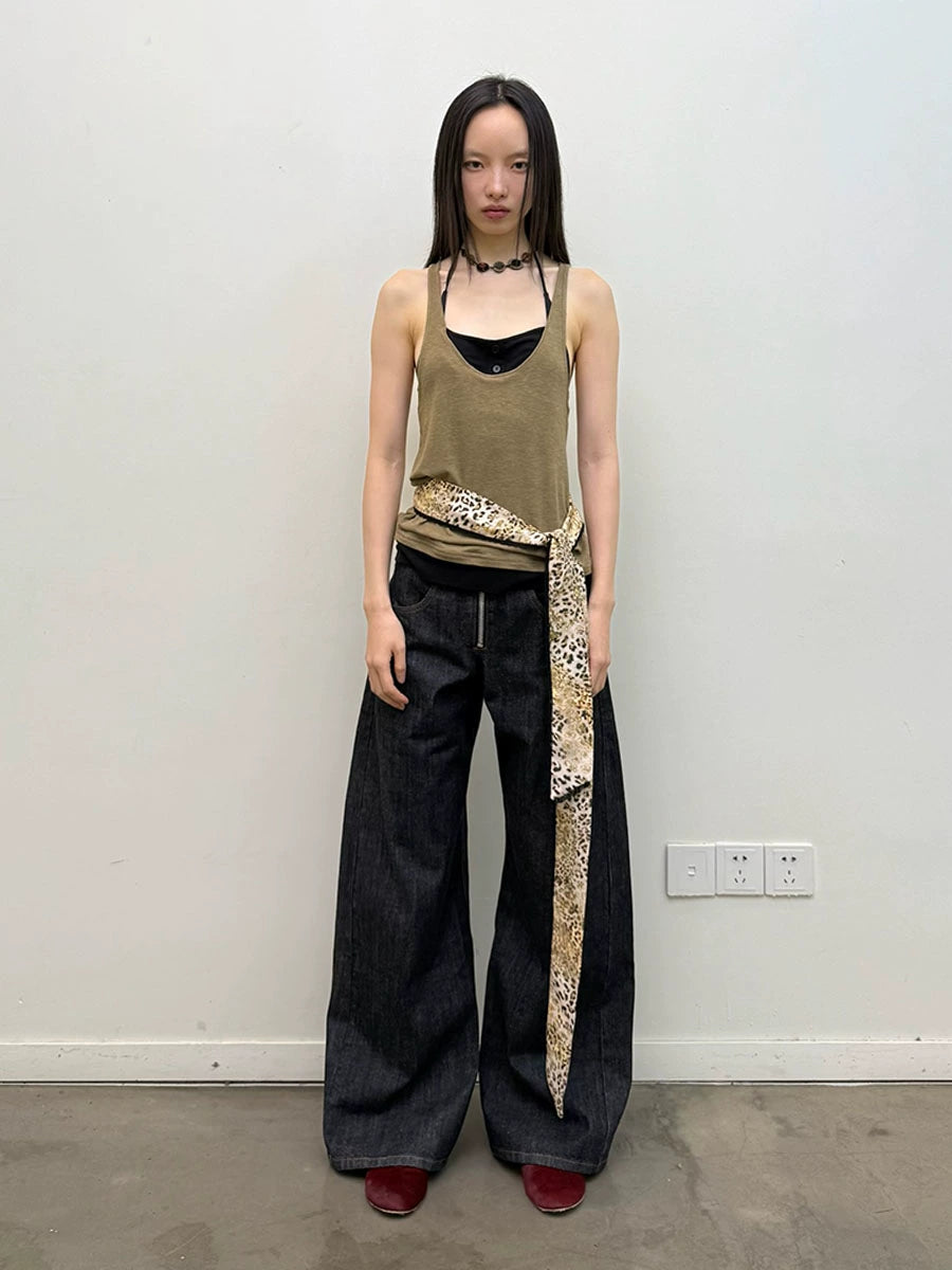 Lace leopard silk scarf