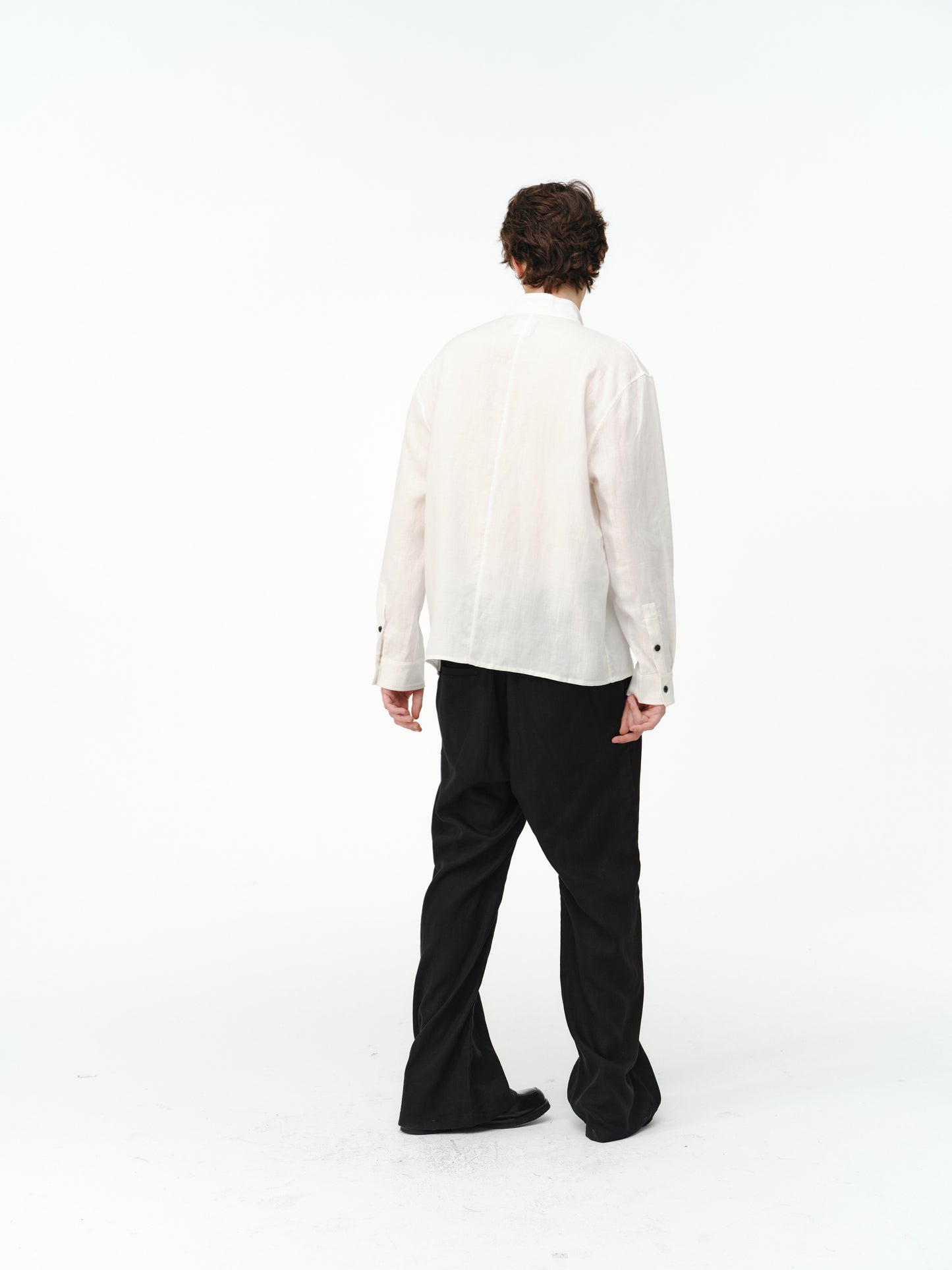 Asymmetrical button long-sleeve shirts