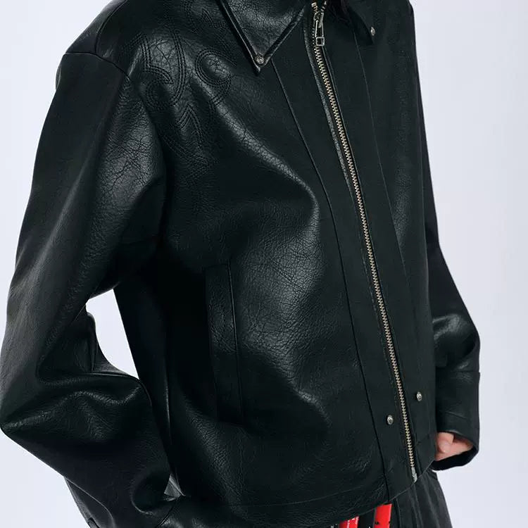 Boxy Western Leather Cropped jacket