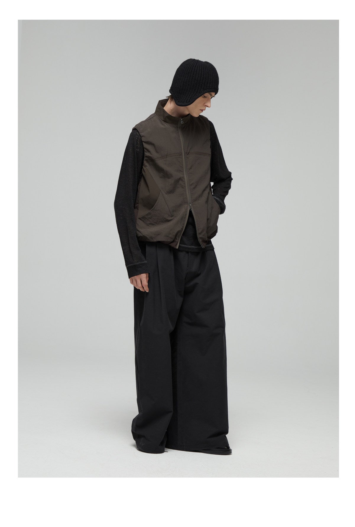 Panelled Stand-Collar Vest