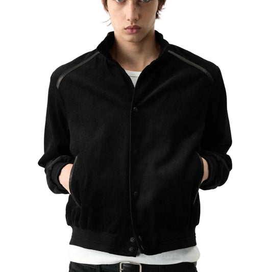 Corduroy Patchwork Genuine Leather Jacket