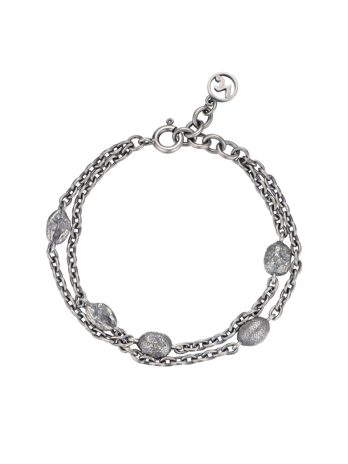 JANENG 925 Silver Stitching Double Layer Bracelet