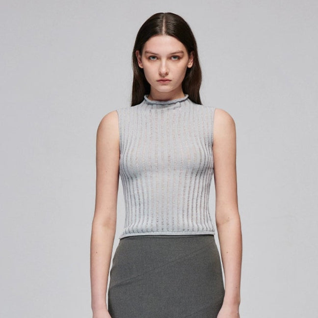 Rolled-edge knit vest