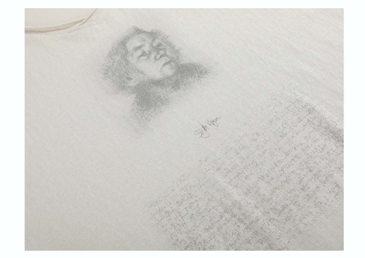 "Studio" sketch sheer long sleeve T-shirt