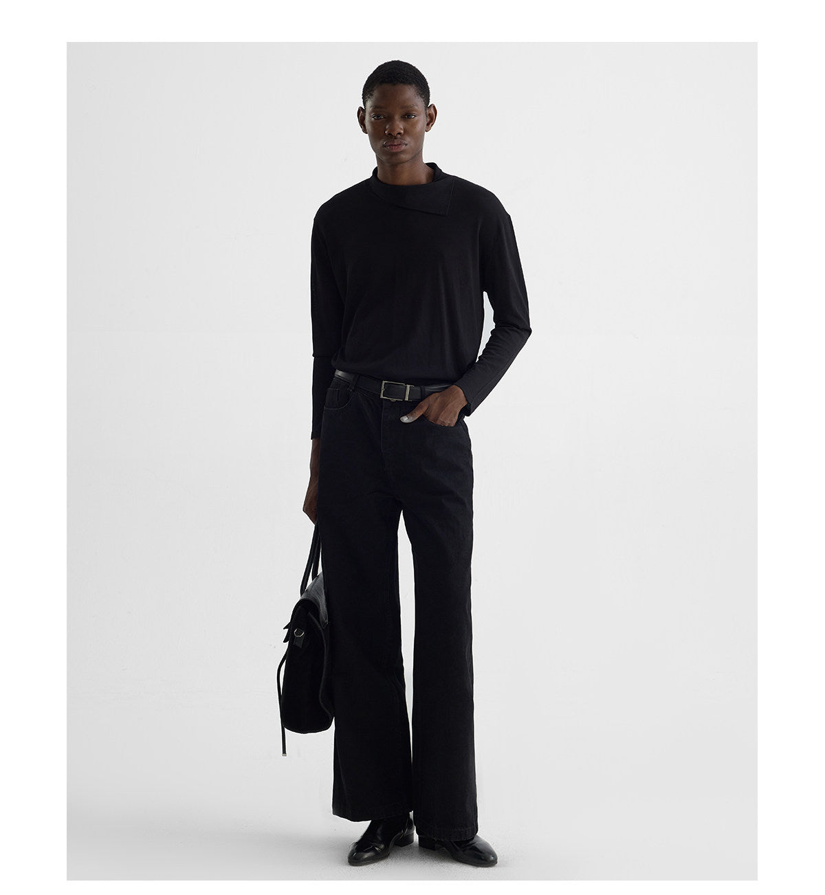 Black Silk Long Sleeve T-Shirt