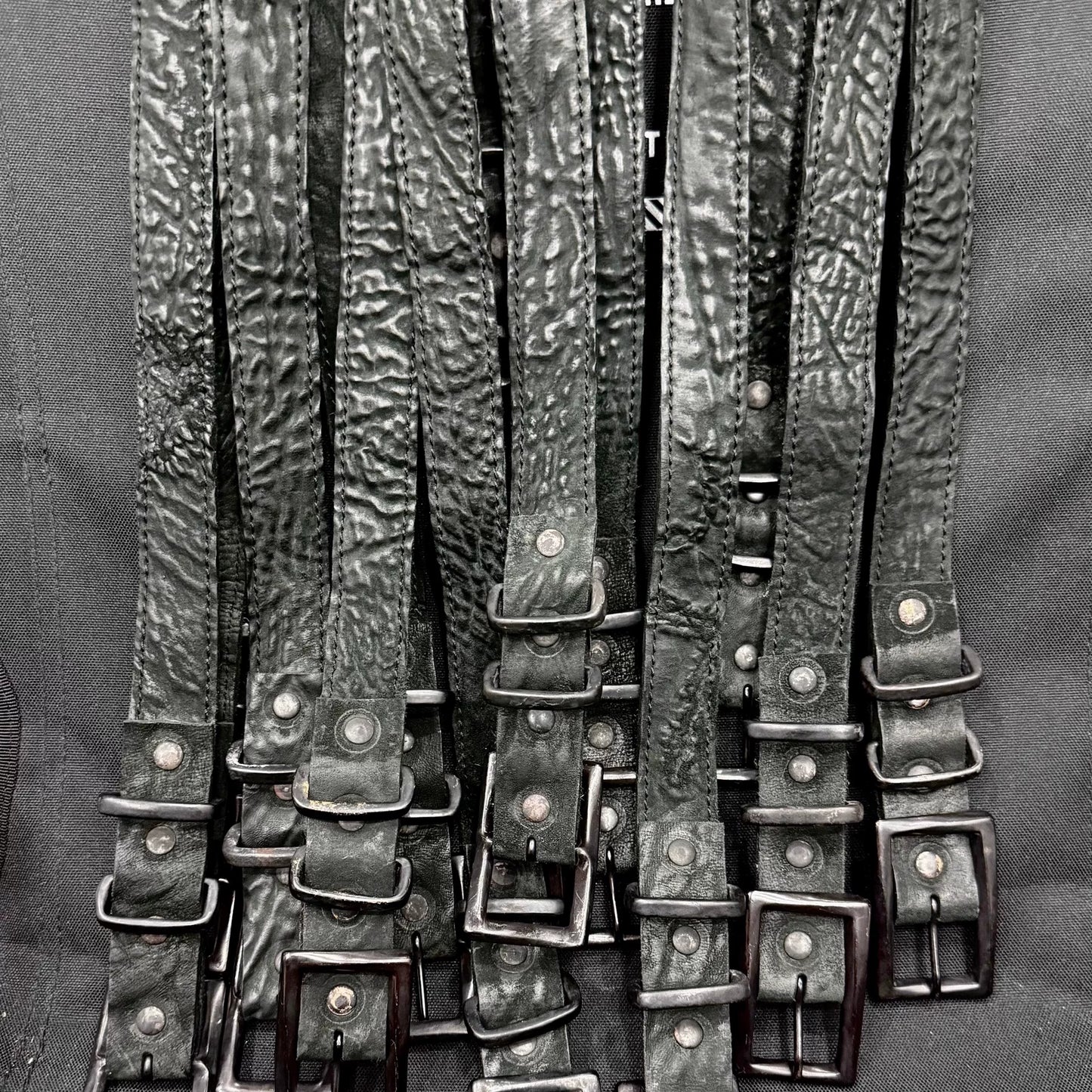 Horse leather dark copper buckle belt