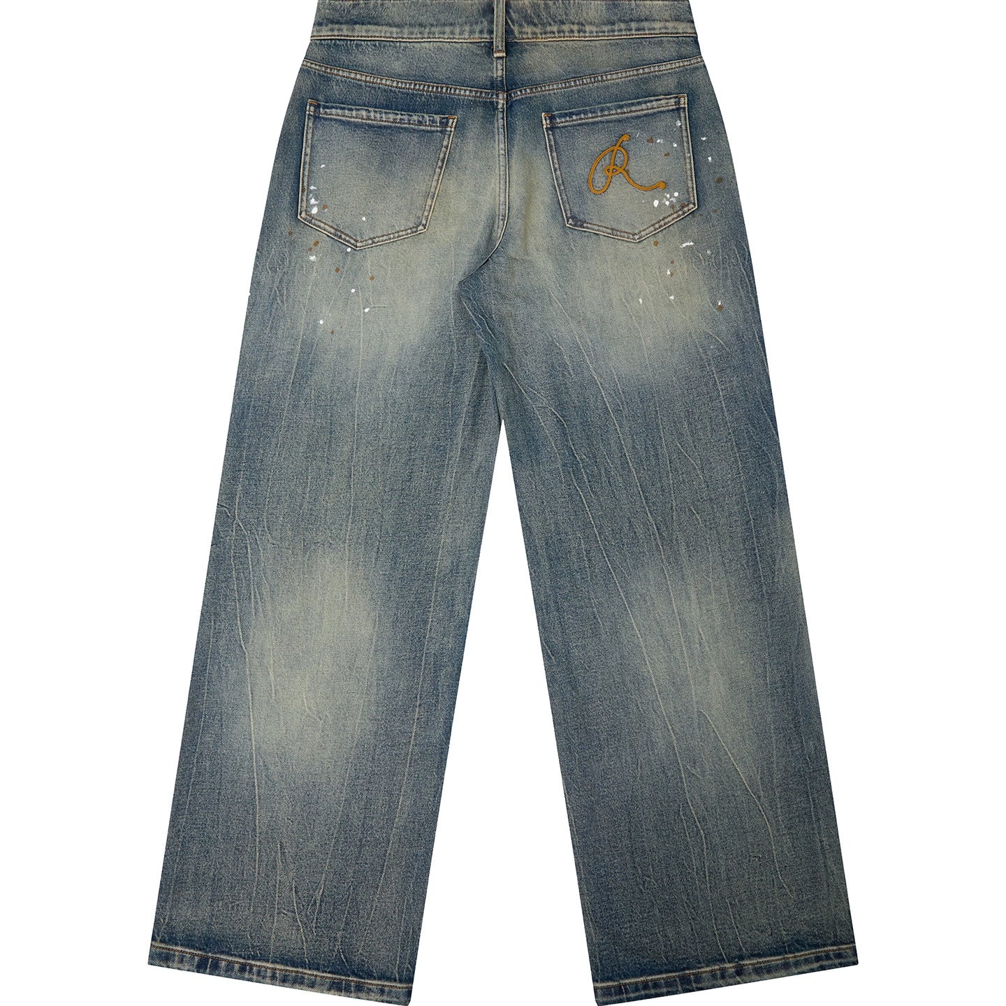 Straight Wash Dirty Ripped Jeans