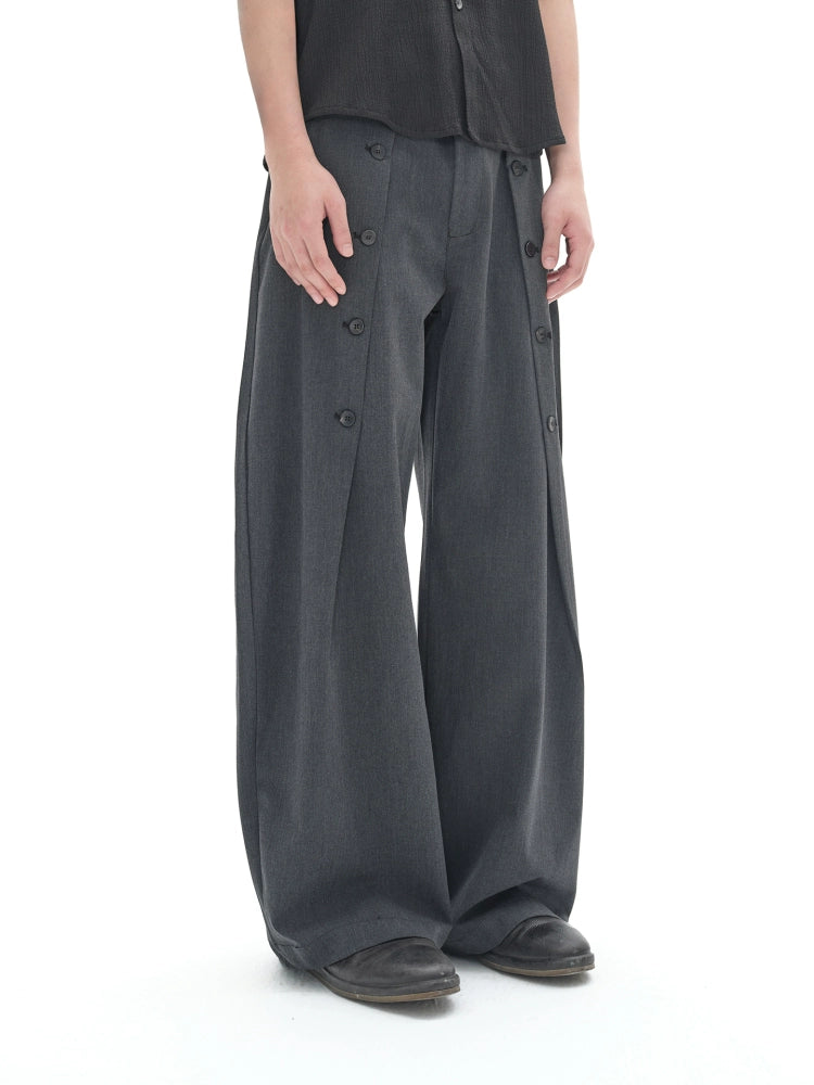 Wide Leg Button Suit Pants