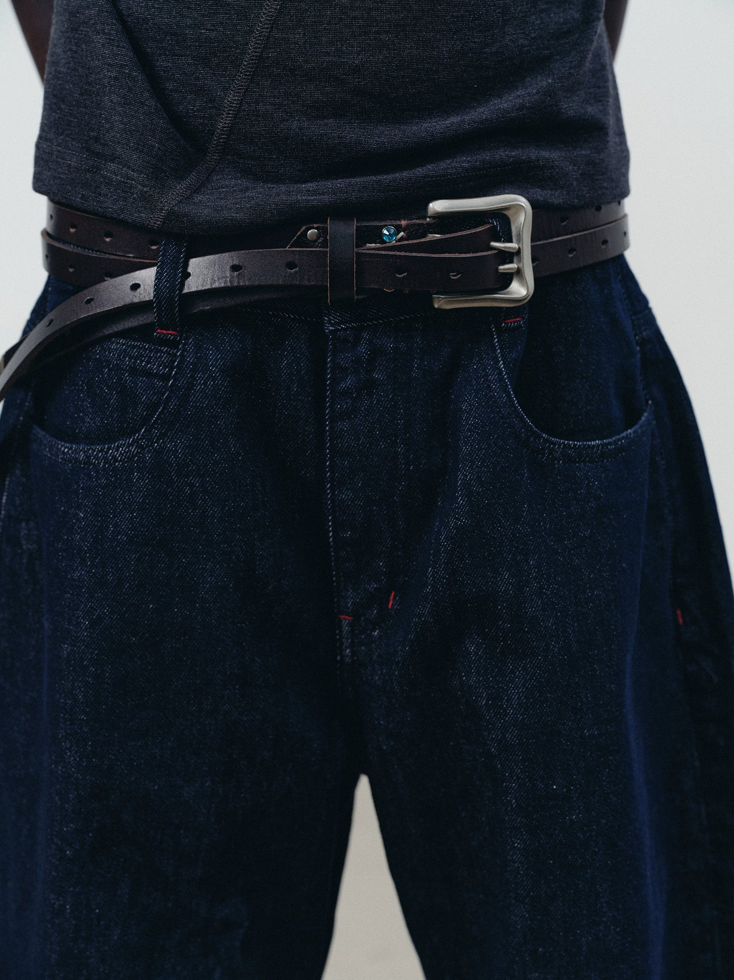 Gemstone hand-stitched belt