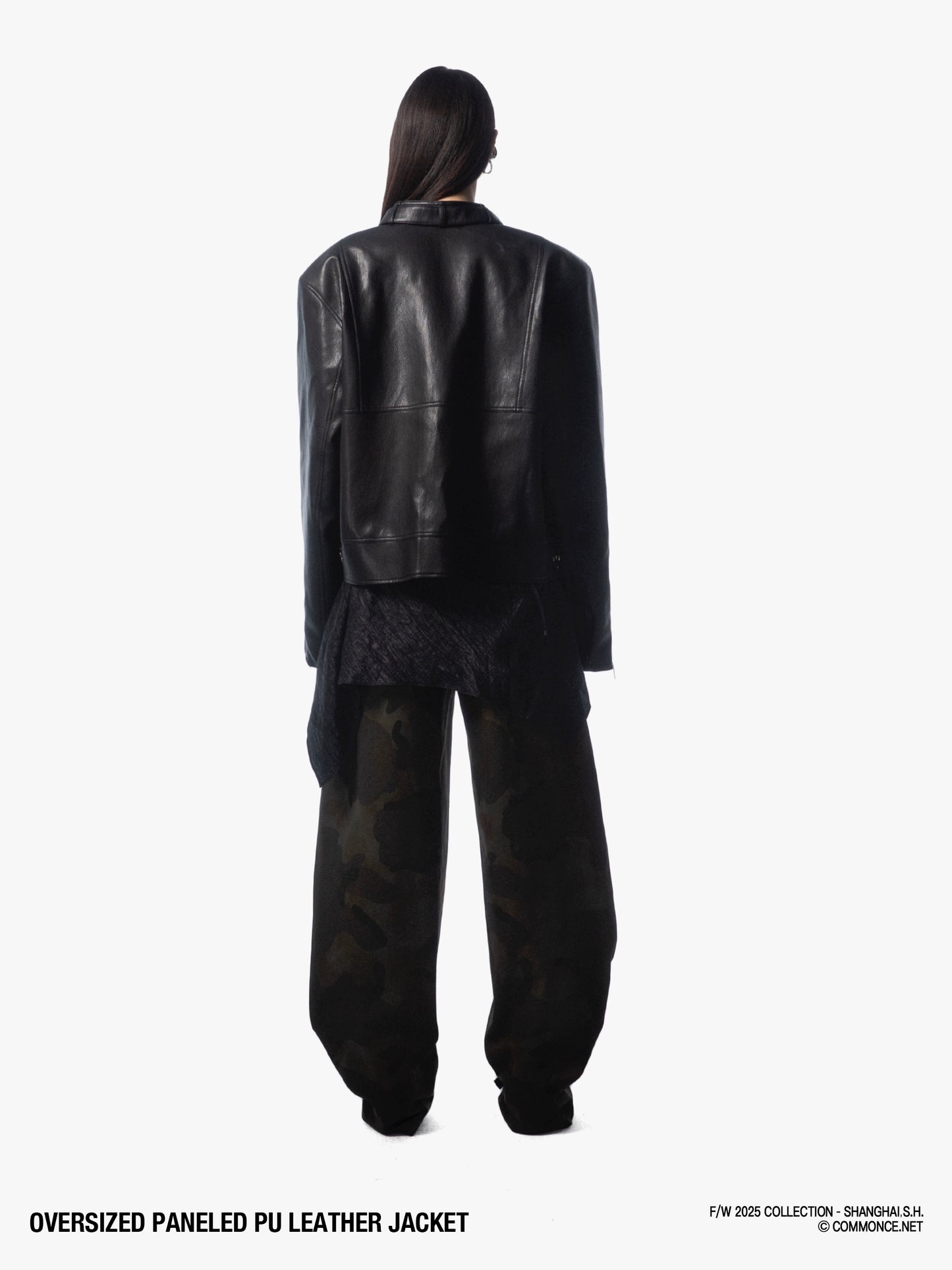 Oversize Panelled PU leather Jacket