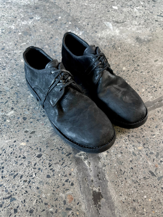 Washed distressed  Derby leather shoes